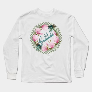 Gratitude - Magnolia And Butterflies Long Sleeve T-Shirt